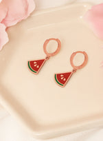 925 Sterling Silver Watermelon Hoop Earrings