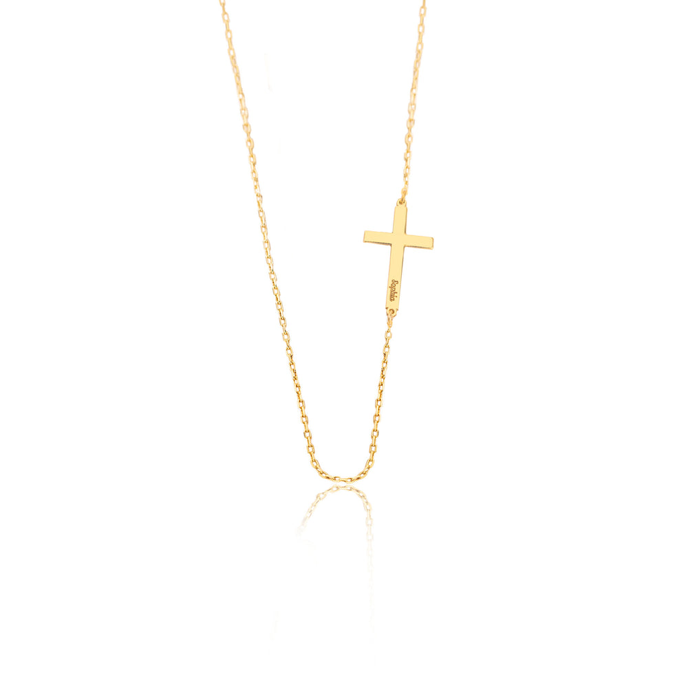 925 Sterling Silver Sideways Cross Necklace,