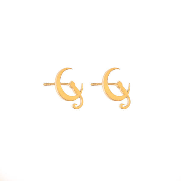 925 Sterling Silver Cat Moon Studs