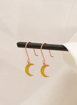 925 Sterling Silver Enamel Dainty Moon Earring