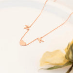 925 Sterling Silver İki Initial Letter Heart Halley Necklace