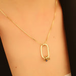 925 Sterling Silver Unique Paperclip Necklace With Birthstone