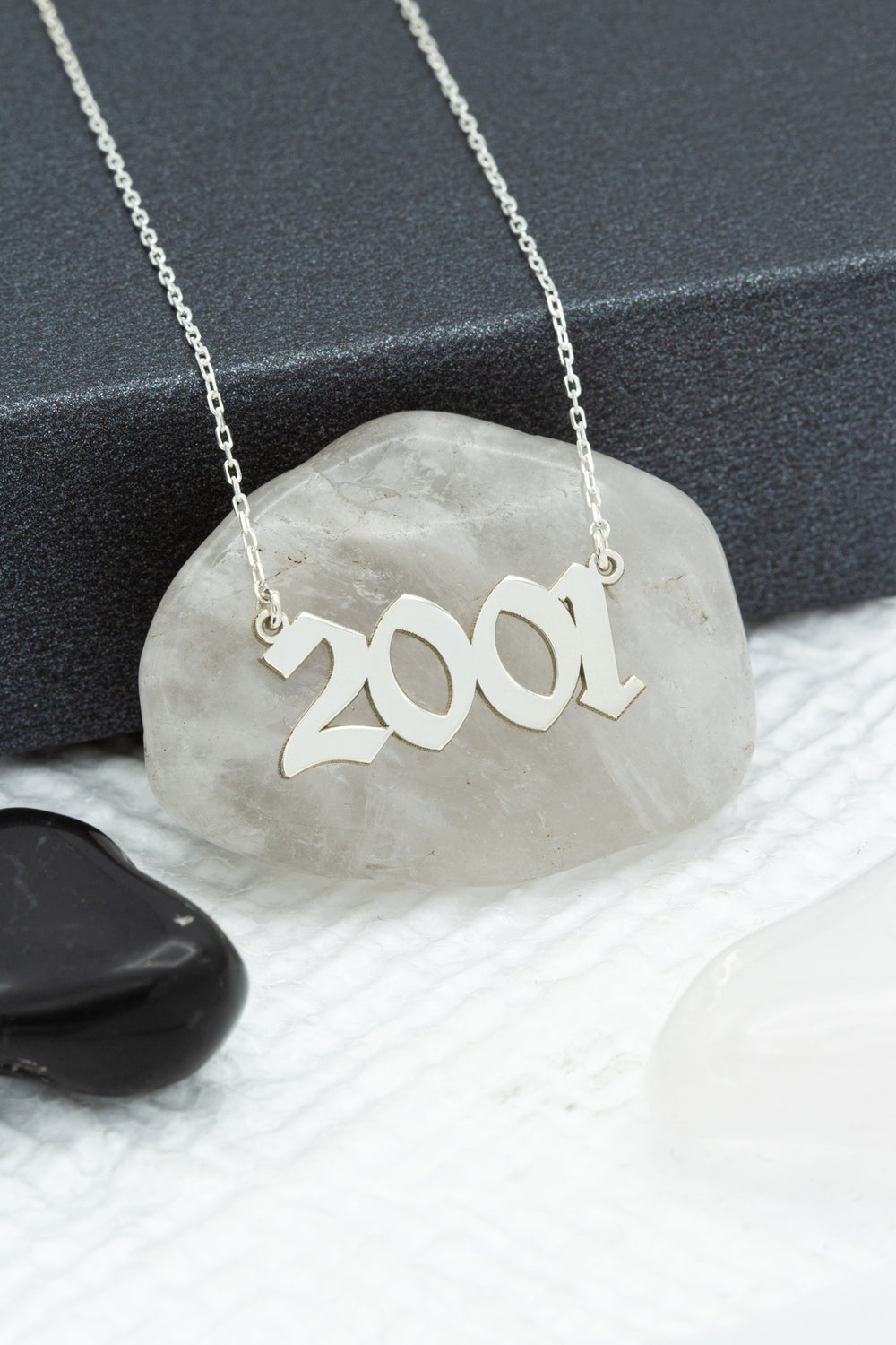 925 Sterling Silver Old English Number Necklace
