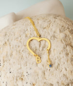 925 Sterling Silver Bir Tarafı Heart Initial Dangle Drop Diger Tarafı Doğum Taş Dangle Drop Necklace