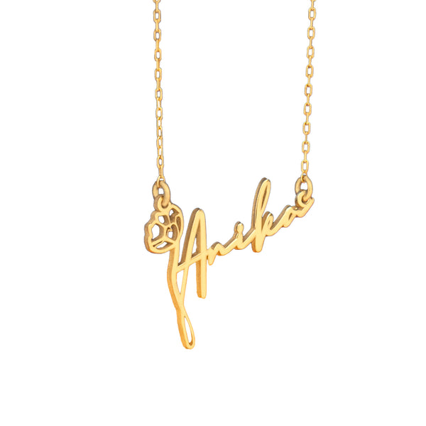 925 Sterling Silver Birth Flower Name Necklace Horizontal