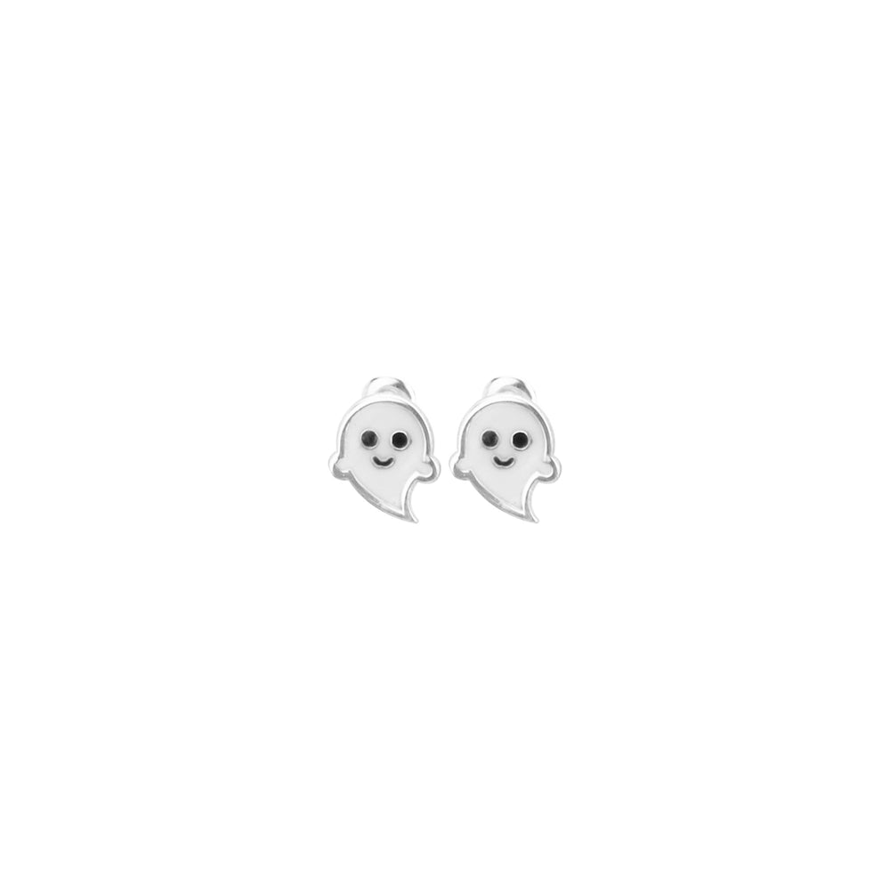 925 Sterling Silver Enamel Ghost Tiny Studs 4