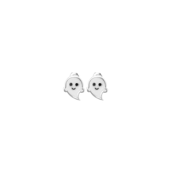 925 Sterling Silver Enamel Ghost Tiny Studs 4