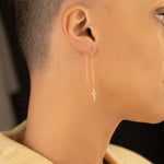 925 Sterling Silver Threader Cross Dangle Earring
