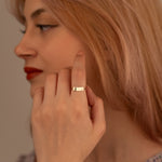 925 Sterling Silver Rectangular Shape Letter Rıng