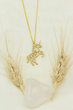 925 Sterling Silver Origami Unicorn Necklace