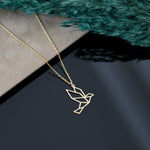 925 Sterling Silver Origami Bird Necklace