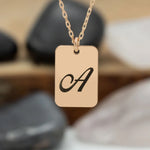 925 Sterling Silver Personalised Initial Tag Necklace