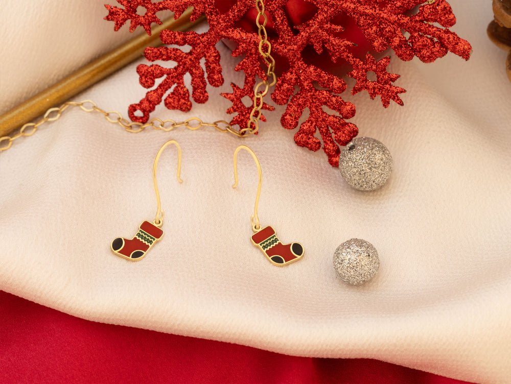 925 Sterling Silver Christmas Stocking Earrings