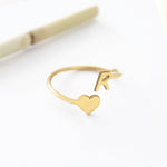 925 Sterling Silver Initial Heart Open Ring