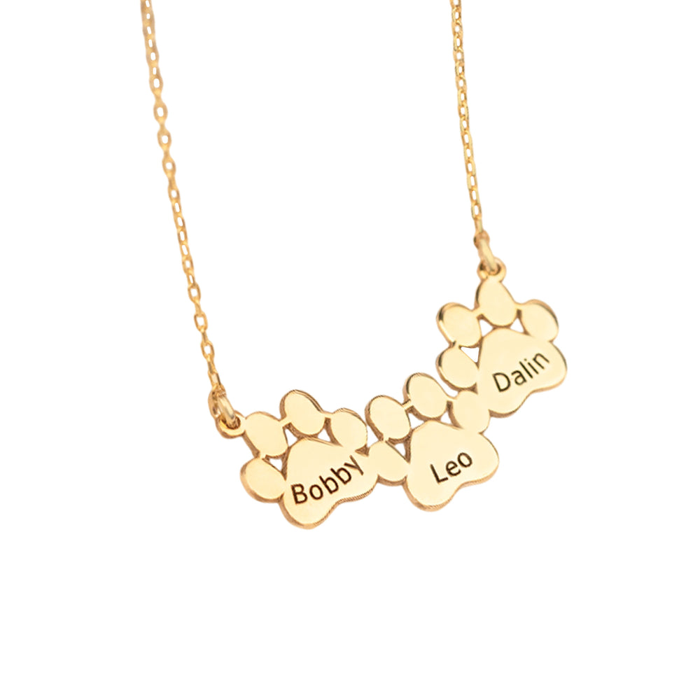 925 Sterling Silver Three Paw Necklace