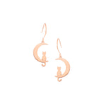925 Sterling Silver Cat Moon Dangle & Drop Earrings