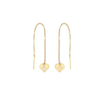 925 Sterling Silver Threader Hollow Cross With Heart Earring (Zi̇nci̇ri̇ Cs40001)