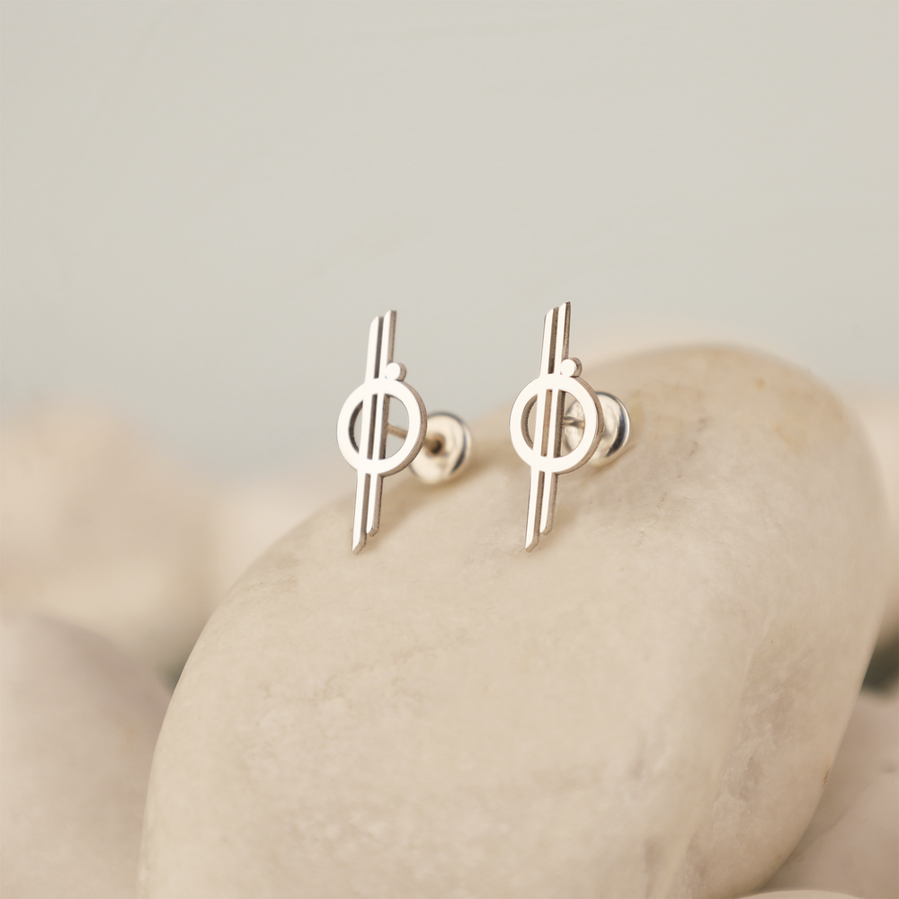 925 Sterling Silver Chandrila Star Line Stud Earrings