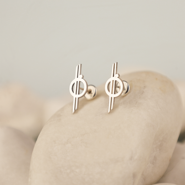 925 Sterling Silver Chandrila Star Line Stud Earrings
