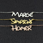 925 Sterling Silver The Simpsons Font Name Necklace