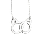 925 Sterling Silver Handcuff With Initial Necklace