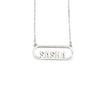 925 Sterling Silver 14K Solid Gold Minimalist Rectangle Name Necklace