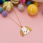 925 Sterling Silver Enamel Cute Dog Necklace