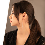925 Sterling Silver Kisa 50Mm Uzun 63Mm 2Li̇ Sira Crystal Pave Dangle Drop Earrings