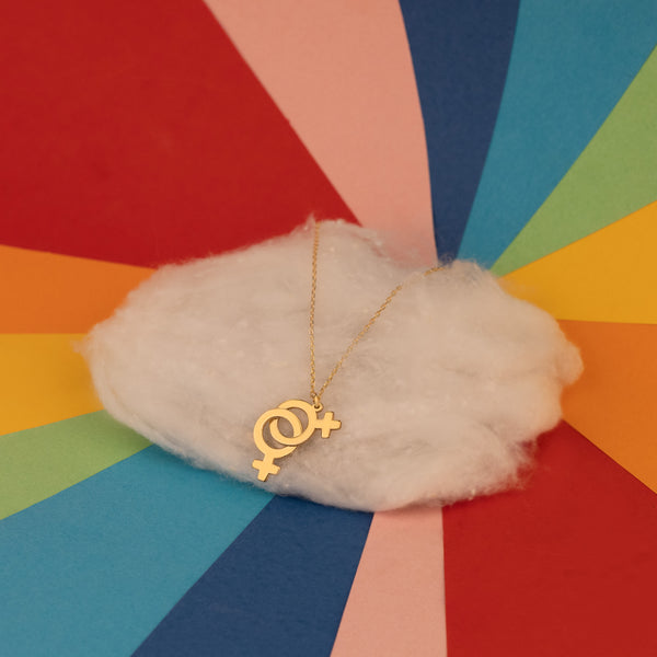 925 Sterling Silver Lesbian Symbol Necklace