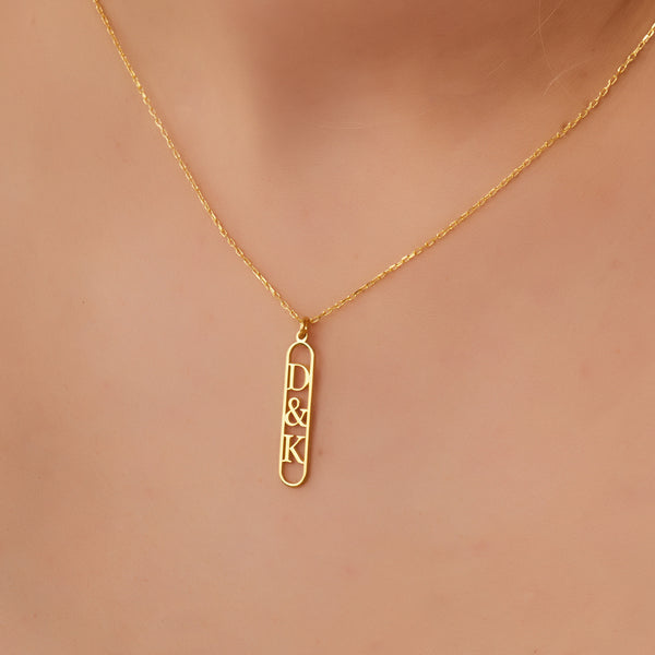 925 Sterling Silver Personalized Two Letter Necklace