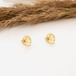 925 Sterling Silver Round Om Studs