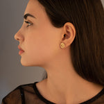925 Sterling Silver Round Om Studs
