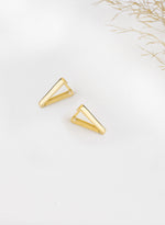 925 Sterling Silver Kenarlari Domed Üçgen Earrings