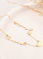 925 Sterling Silver Heart And Two Name Necklace
