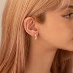 925 Sterling Silver 14K Solid Gold Geometric Triangle Ear Jacket Earrings