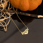 925 Sterling Silver Bat And Name Necklace