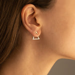 925 Sterling Silver Triangle Ear Jacket Earrings
