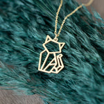 925 Sterling Silver Origami Cat Necklace