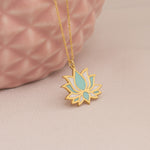 925 Sterling Silver Enamel Hand-Painted Lotus
