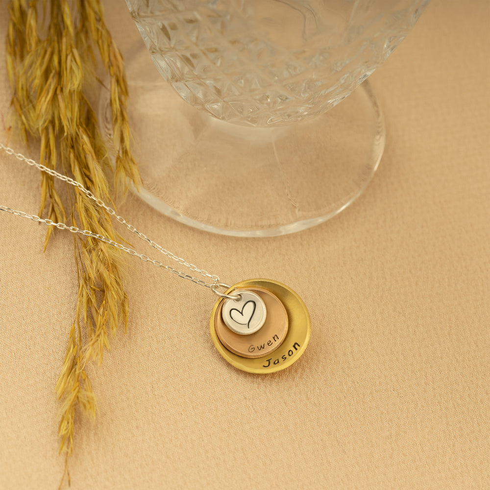925 Sterling Silver Stacked Circle Name Necklace