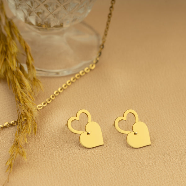 925 Sterling Silver Double Heart Drop Earrings