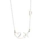 925 Sterling Silver Plane And Heart With Initial Necklace