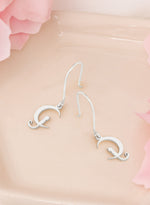 925 Sterling Silver Cat Moon Dangle