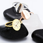 925 Sterling Silver Gold Star Signet Dainty Ring