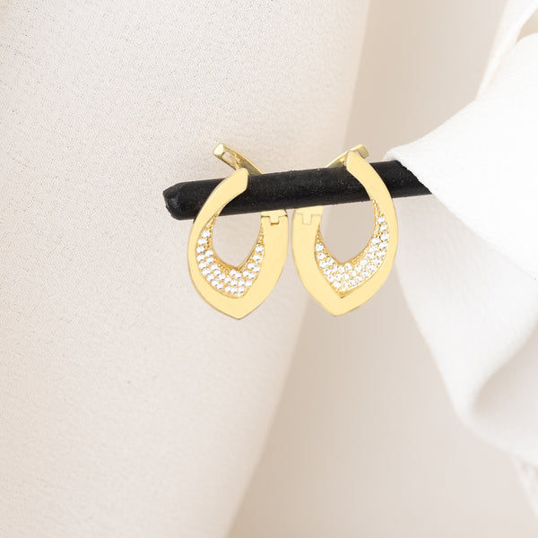 925 Sterling Silver Crystal Pave Ucu Sivri Uzay Yolu Earrings