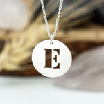 925 Sterling Silver Initial Disk Necklace