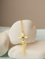925 Sterling Silver Cross Name Necklace