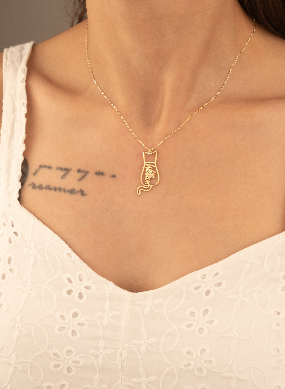 925 Sterling Silver Cat Name Necklace