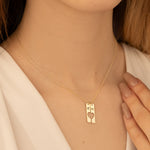 925 Sterling Silver Double Bar Heart Necklace