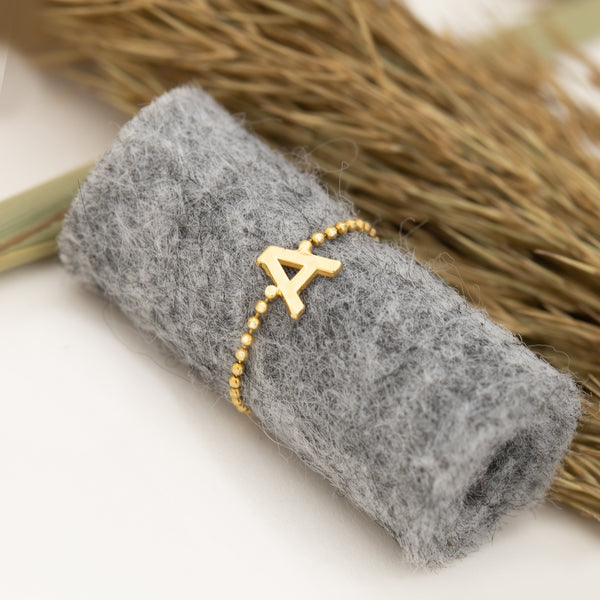 925 Sterling Silver Personalized Gold Bead Chain Ring(Zi̇nci̇ri̇ Cs40015)